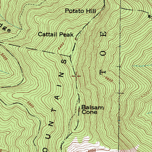 Topographic Map of Black Mountains, NC