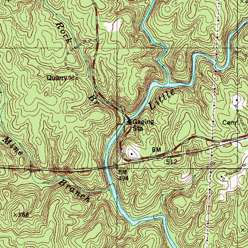 Topographic Map of Black Rock Branch, NC