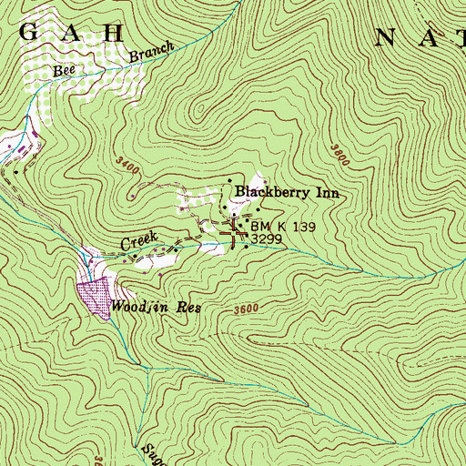 Topographic Map of Blackberry Inn, NC