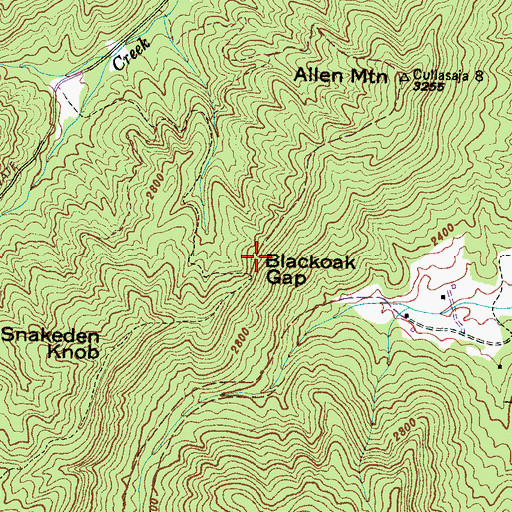 Topographic Map of Blackoak Gap, NC