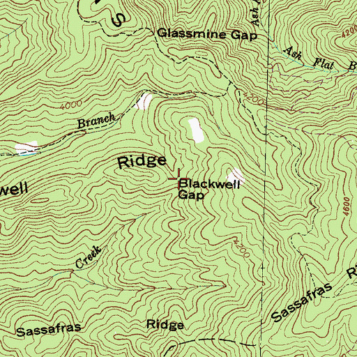 Topographic Map of Blackwell Gap, NC
