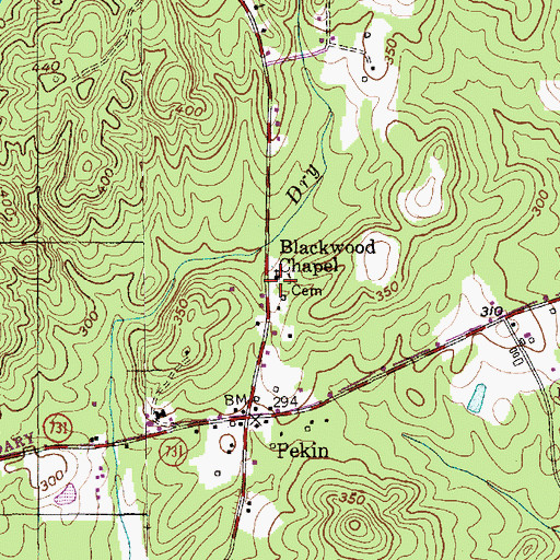 Topographic Map of Blackwood Chapel, NC