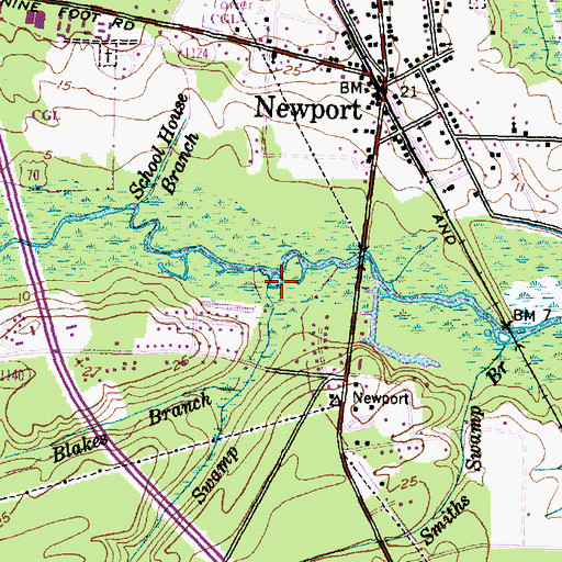 Topographic Map of Blakes Branch, NC