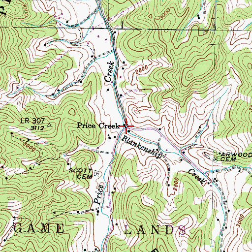 Topographic Map of Blankenship Creek, NC
