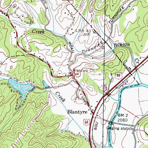Topographic Map of Blantyre Church, NC