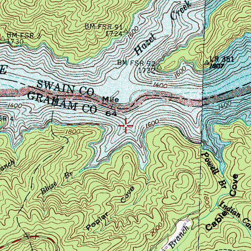 Topographic Map of Blaze Branch, NC