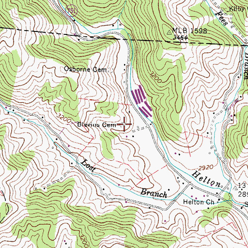 Topographic Map of Blevins Cemetery, NC