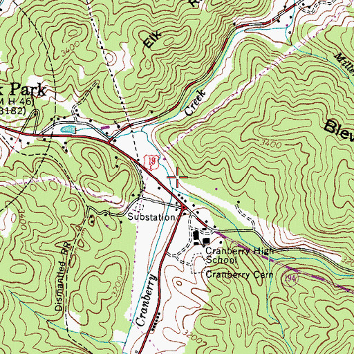 Topographic Map of Blevins Creek, NC