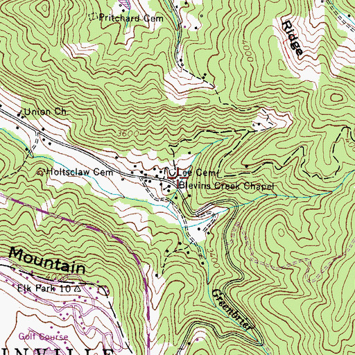 Topographic Map of Blevins Creek Chapel, NC