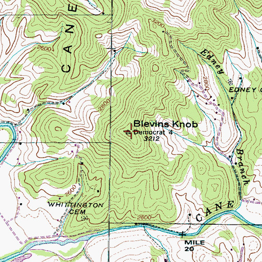 Topographic Map of Blevins Knob, NC