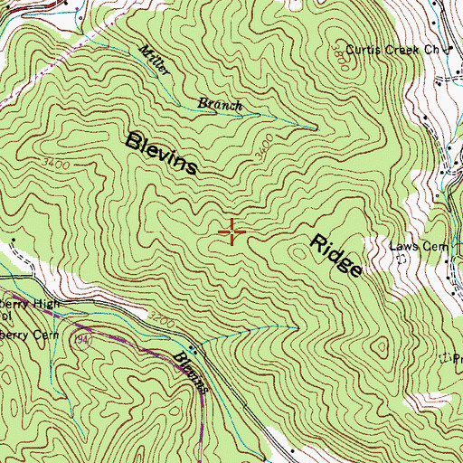 Topographic Map of Blevins Ridge, NC