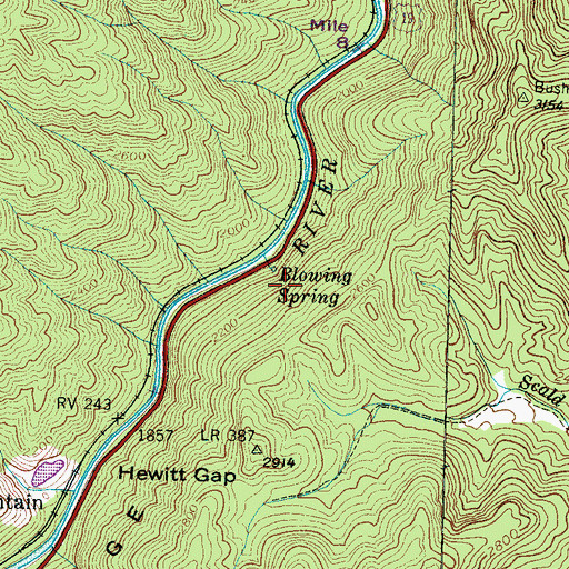 Topographic Map of Blowing Spring, NC