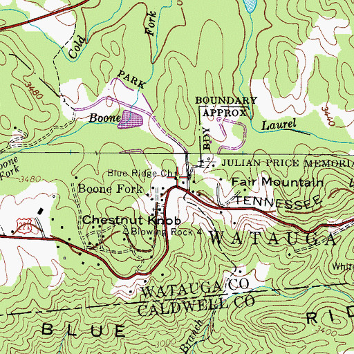 Topographic Map of Blue Ridge Church, NC