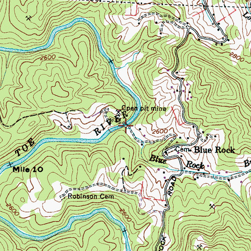 Topographic Map of Blue Rock Branch, NC
