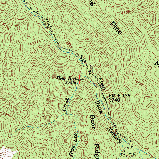 Topographic Map of Blue Sea Falls, NC