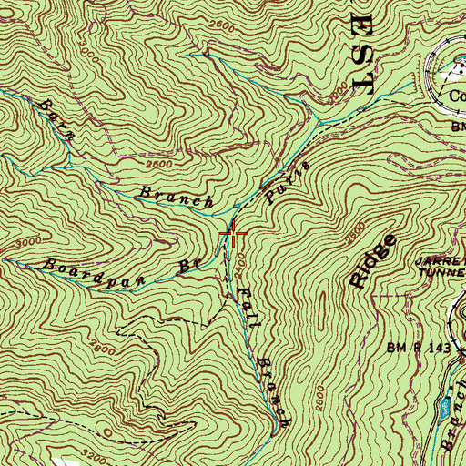 Topographic Map of Boardpan Branch, NC