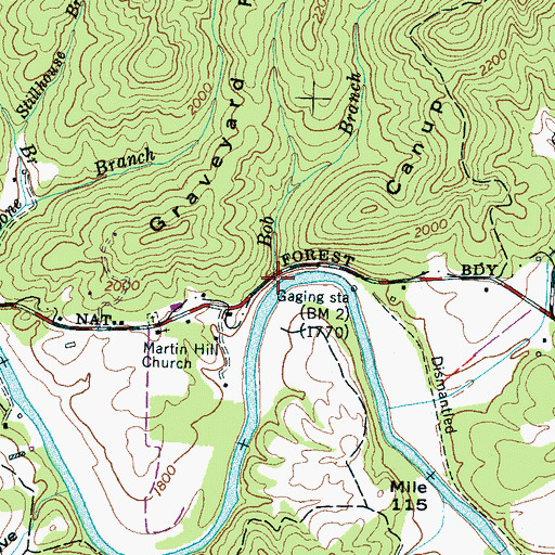 Topographic Map of Bob Branch, NC