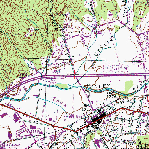 Topographic Map of Bob Branch, NC