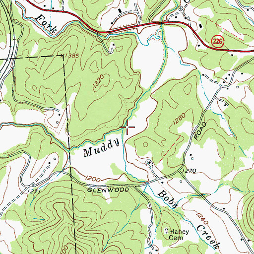 Topographic Map of Bobs Creek, NC