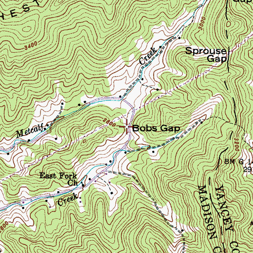 Topographic Map of Bobs Gap, NC
