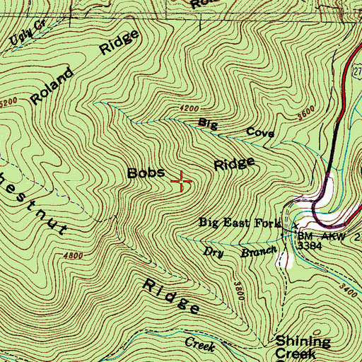 Topographic Map of Bobs Ridge, NC