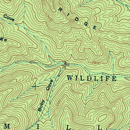 Topographic Map of Boby Cove, NC