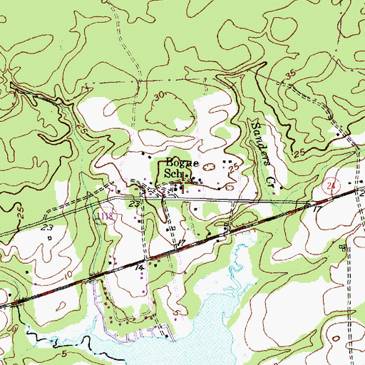 Topographic Map of Bogue School, NC