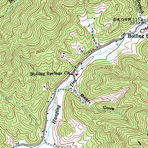 Topographic Map of Boiling Spring Church, NC