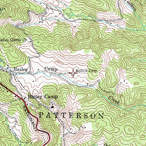 Topographic Map of Bolick Cemetery, NC
