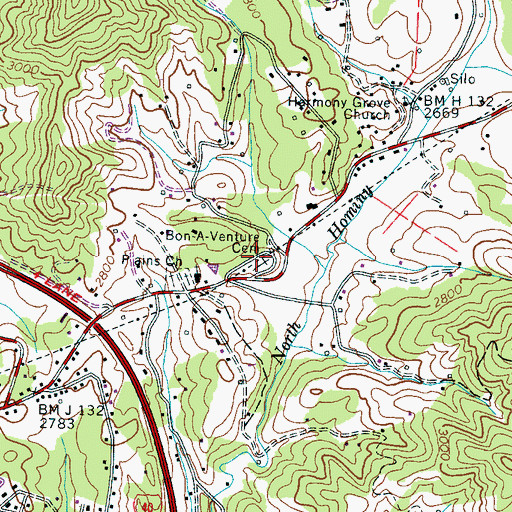 Topographic Map of Bon-A-Venture Cemetery, NC