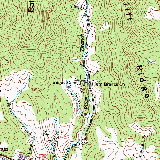 Topographic Map of Boone Cemetery, NC