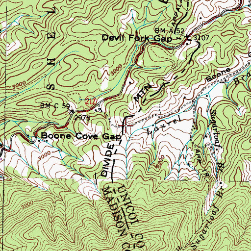 Topographic Map of Boone Cove Gap, NC