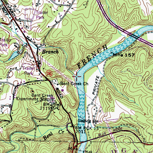 Topographic Map of Boring Mill Branch, NC