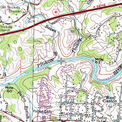 Topographic Map of Bowen Branch, NC