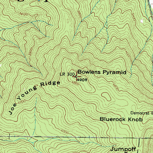 Topographic Map of Bowlens Pyramid, NC