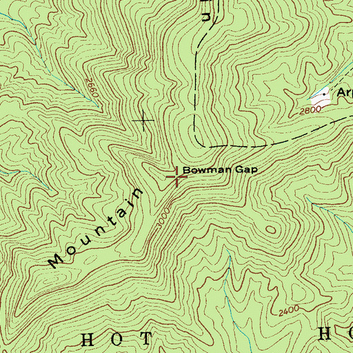 Topographic Map of Bowman Gap, NC
