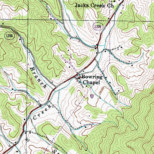 Topographic Map of Bowring Chapel, NC