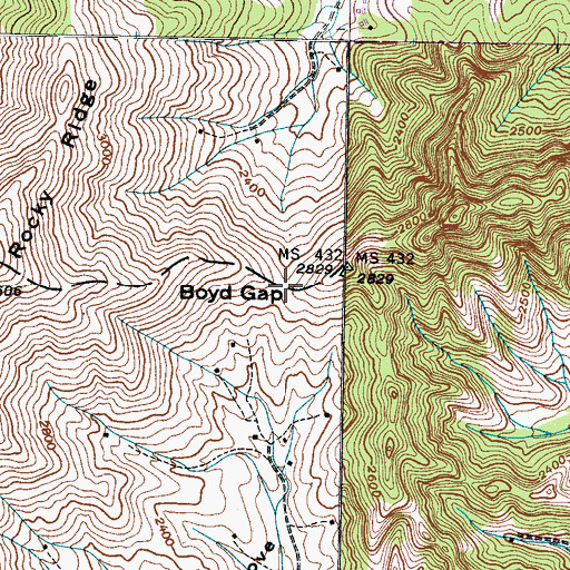 Topographic Map of Boyd Gap, NC