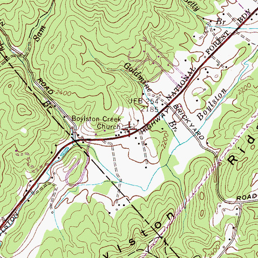 Topographic Map of Boylston Creek Church, NC