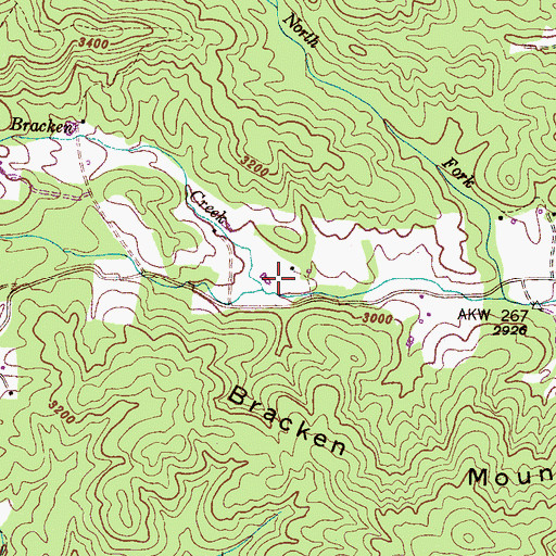 Topographic Map of Bracken Creek, NC