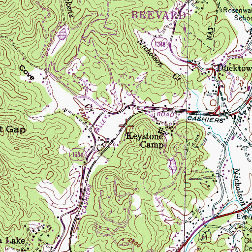 Topographic Map of Brackens Creek, NC