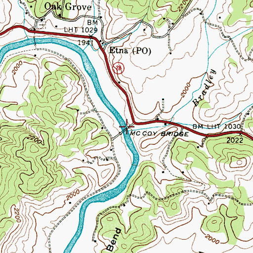 Topographic Map of Bradley Creek, NC