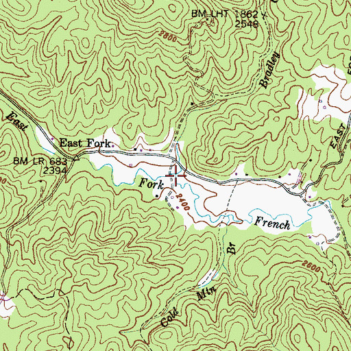 Topographic Map of Bradley Creek, NC