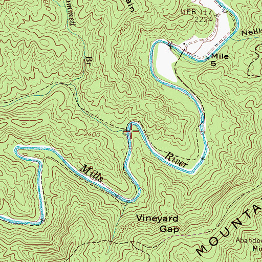 Topographic Map of Bradley Creek, NC
