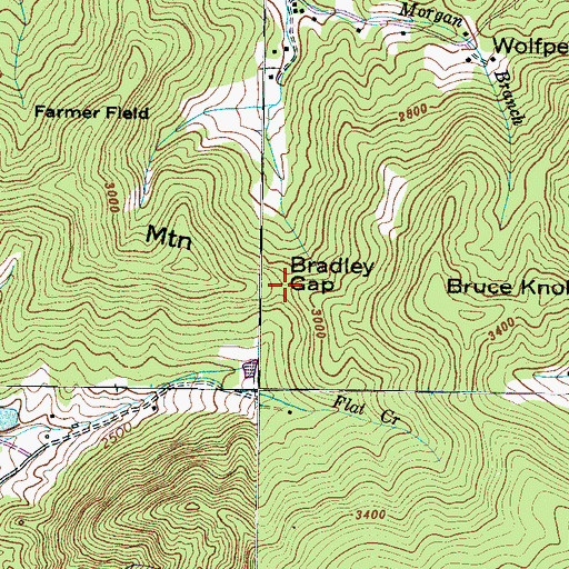 Topographic Map of Bradley Gap, NC
