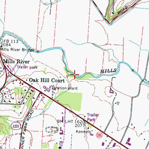 Topographic Map of Brandy Branch, NC