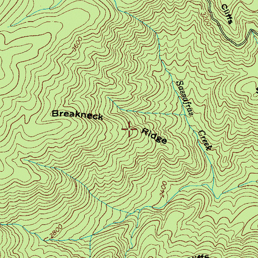 Topographic Map of Breakneck Ridge, NC