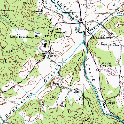 Topographic Map of Brendle Branch, NC