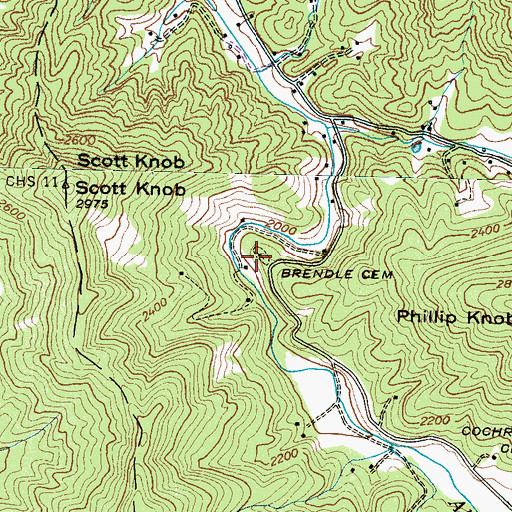 Topographic Map of Brendle Cemetery, NC
