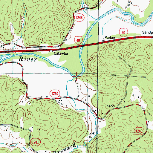 Topographic Map of Brevard Creek, NC